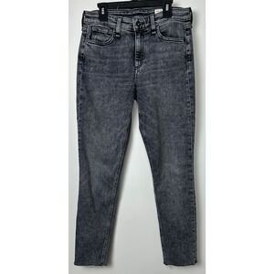 Rag & Bone Cate Mid Rise Ankle Skinny Jeans Black/Gray Size 27 Denim Raw Hem B17